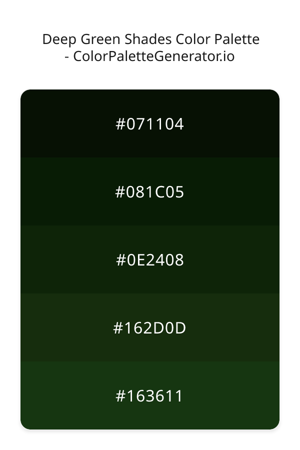 Deep Green Shades Color Palette palette visualization