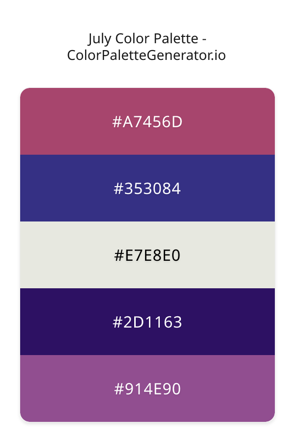 July Color Palette palette visualization