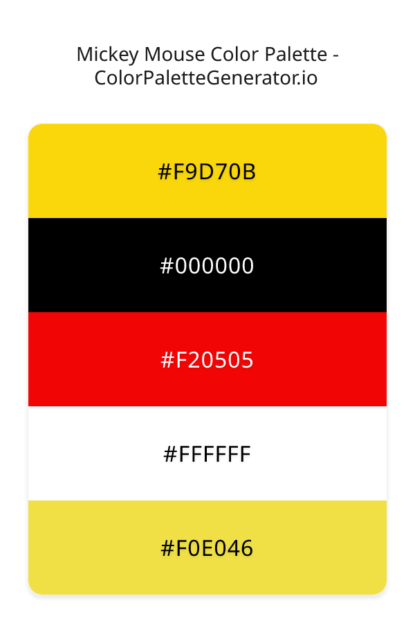 Mickey Mouse Color Palette palette visualization