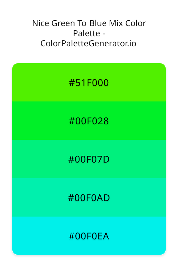 Nice Green To Blue Mix Color Palette palette visualization