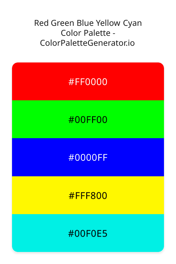 Red Green Blue Yellow Cyan Color Palette palette visualization