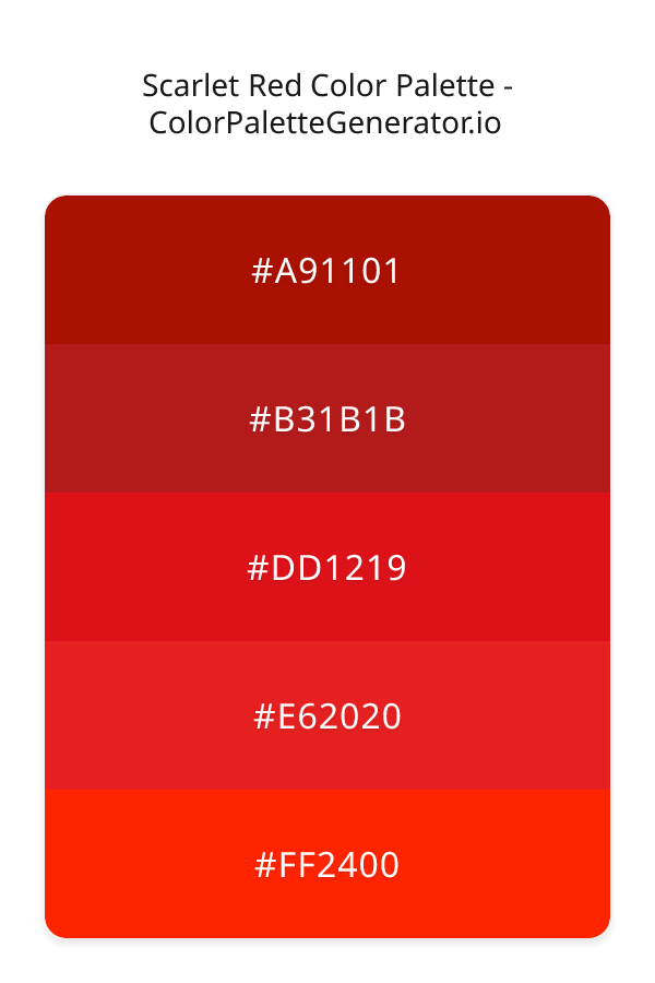Scarlet Red Color Palette palette visualization
