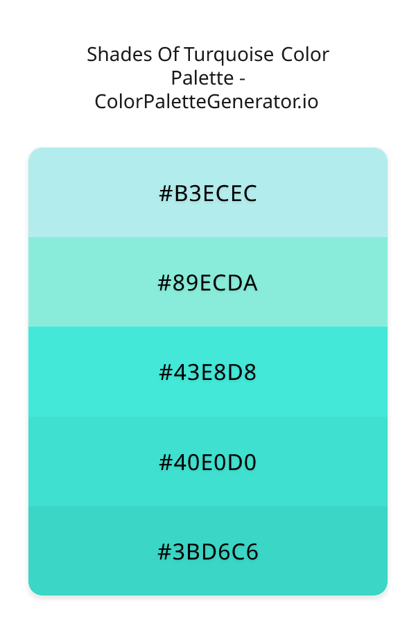 Shades Of Turquoise Color Palette palette visualization