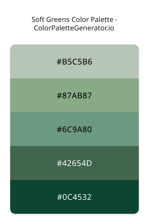 Soft Greens Color Palette palette visualization