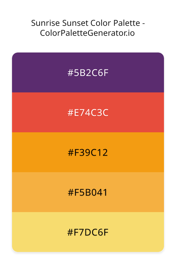 Sunrise Sunset Color Palette palette visualization