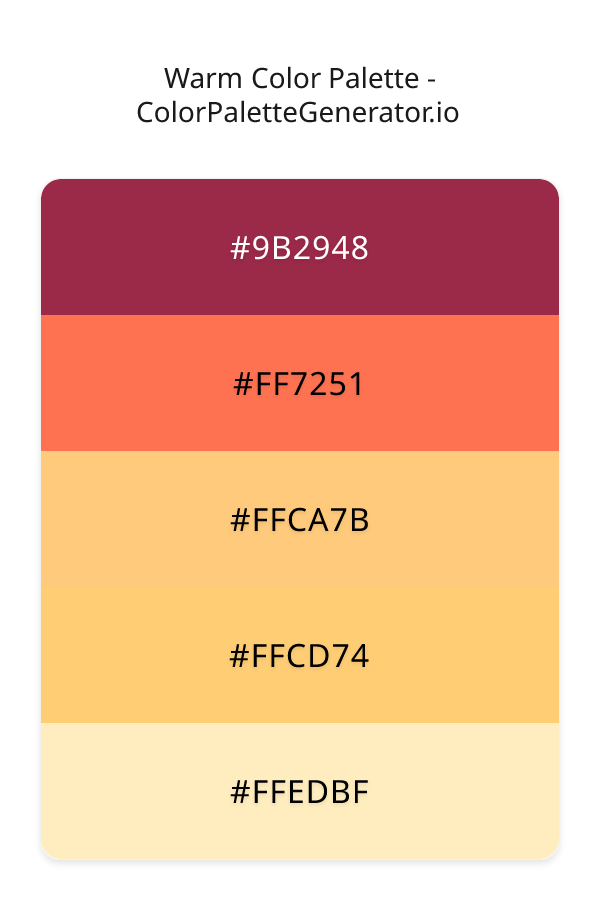 Warm Color Palette palette visualization