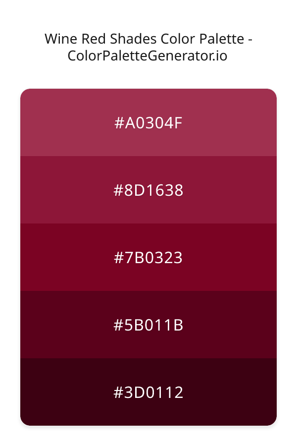 Wine Red Shades Color Palette palette visualization