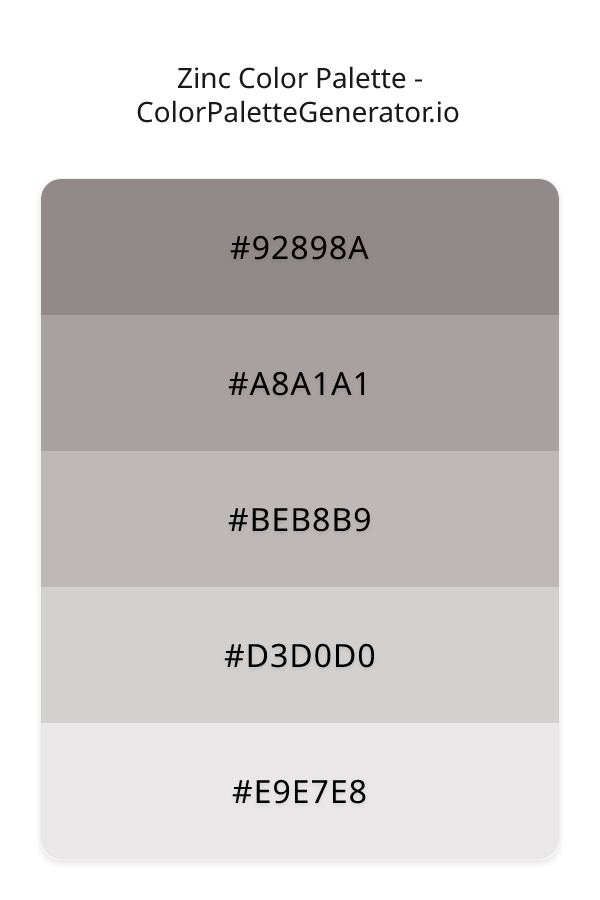 Zinc Color Palette palette visualization